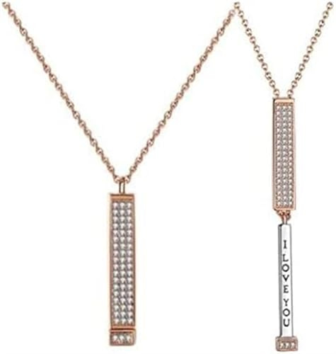 WANGHAIPING Colgante I Love You, collar de oro de 18 quilates con mensaje oculto inspirador con corazón, muestra que te amo secreto, joyería para mujer