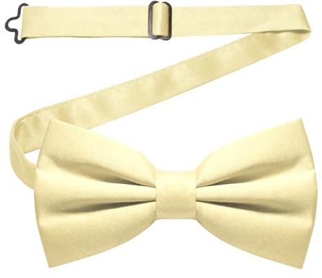 JEMYGINS Mens Light Yellow Pre-tied Bow Tie Bowtie for Wedding and Business(light yellow)