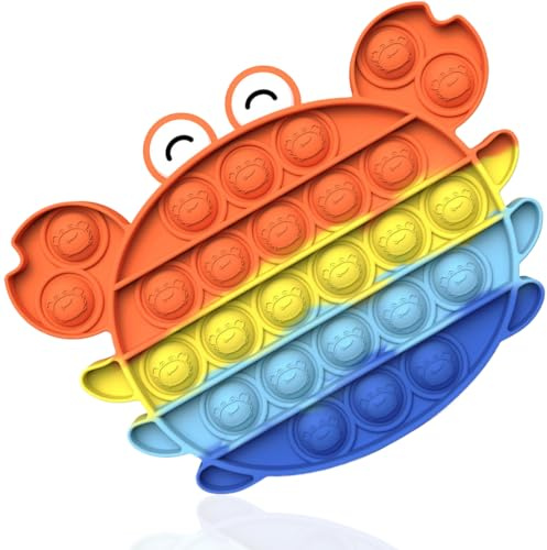 VURYAPI Push and Pop Bubble Sensory Fidget Toy, Jouets Sensoriels à Presser, Silicone Anti-Stress Jouets de Soulagement de L'anxiété Educatifs Autisme Besoins Spéciaux pour Enfants Adultes(Crabe