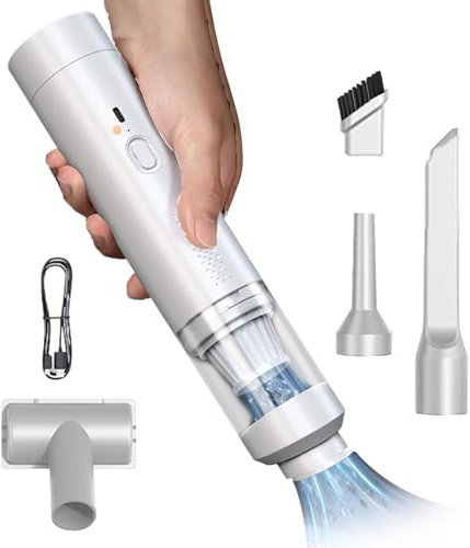 Cordless Car Vacuum, White, Plastic, High Power, Multi-stage Cyclone Separation, Long Battery Life, Portable, 19000Pa, 200W, USB Rechargeable, Pet Hair, Car, Home
