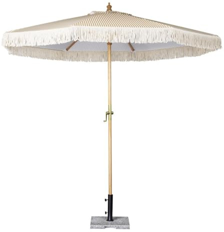 Bolero Sicily Parasol Umbrella Round Striped 2.5m Diameter - Ideal for Patios Outdoor Sun Cover FU508
