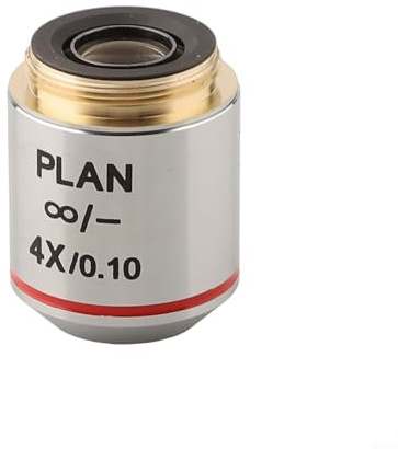 Microscopio acromático objetivo lente 4X 20X con corrección infinita y revestimiento antirreflectante, compatible con Olympus y otros Stan(4X)