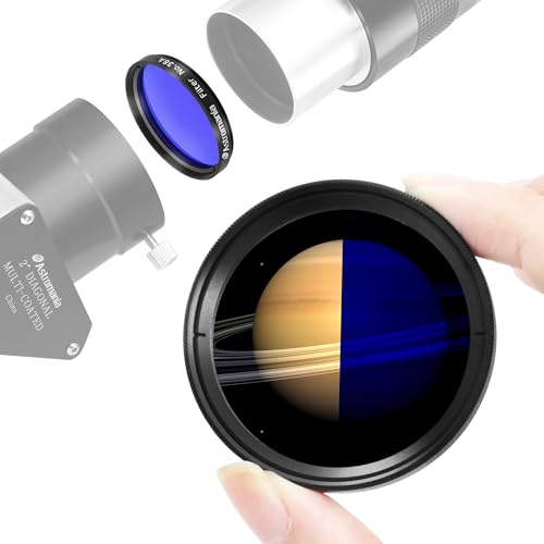 Astromania Telescope Filter, Planetary Filter Metal Frame for Astronomical Telescope Eyepiece, 2 Inch Telescope #38A Dark Blue Color Filter for Enhancing Contrast in Lunar Planetary Observation