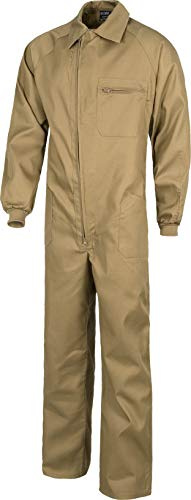 WORKTEAM Buzo de Trabajo Estilo Italiano con Cuello Camisero, Cremallera Doble Tirador, Multibolsillos y Espalda Elástica. Unisex Beige 64