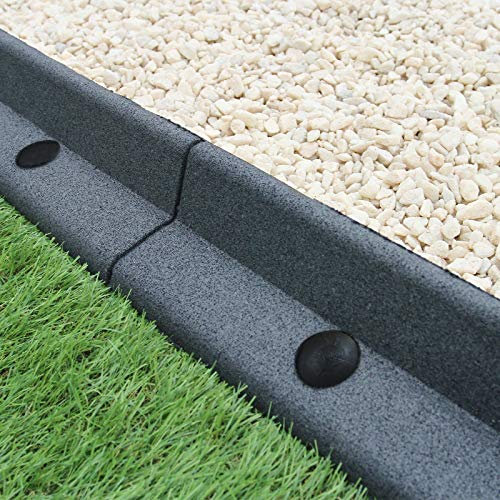 12 Stück Rasenkante Rasenkantensystem Pflasterkante Pflanzenbordüre Beeteinfassung Mähkante Rasenabgrenzung Gartengestaltung Einfassung Grau 1,2m
