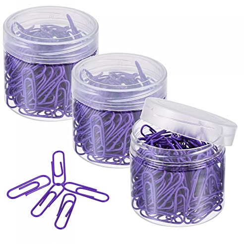 sourcing map Anzahl 600 Notizen Clip vinylbeschichtete kleine Büroklammern mit Kasten für Büro Haus 1,1 Inch lila