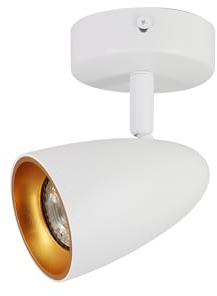 EDO Deckenlampe LED Punkt Spot OVO 1 White Gold IP20 GU10 1-flammige Weiß-gold, Drehbar Deckenstrahler Spotleuchte GU10, Strahler, Deckenleuchte 230V, für Wohnzimmer Schlafzimmer, Goldring EDO777236