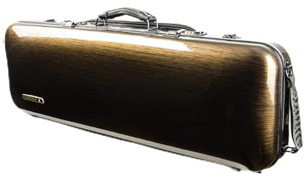 Christina 4/4 Full Size Violin case High-Strength Carbon Fiber Rectangular Violin Music Bag With Combination Lock and Extra Bag Golden Violin Hard Case (VB-Square-Golden spot)