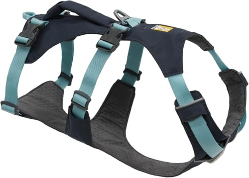 RUFFWEAR Harnais pour Chien avec poignée, Flagline, Confortable et léger, Multi-Usage, réglable, 3 Points d'attache, Sangle renforcée et Anneau en V en métal Solide, Basalt Grey X-Small