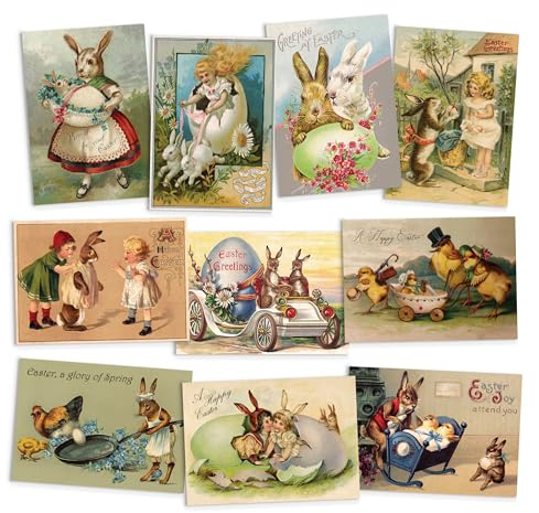 Victorian Postcards Set of 10 - Easter Cards Pack Weird Funny Cute Unique