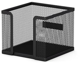 Erich Krause Zettelbox Metall 9,9x8cm Schwarz - Notizzettel Box für Notizblock - Schreibtisch Organizer Bürozubehör - Ordnungshelfer Aufbewahrung für Zettel Merkzettel Memo