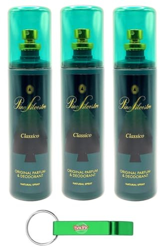 3er-Pack Pino Silvestre Classico Original Parfum & Deodorant Spray 125ml + Beni Culinari Kostenloser Schlüsselanhänger