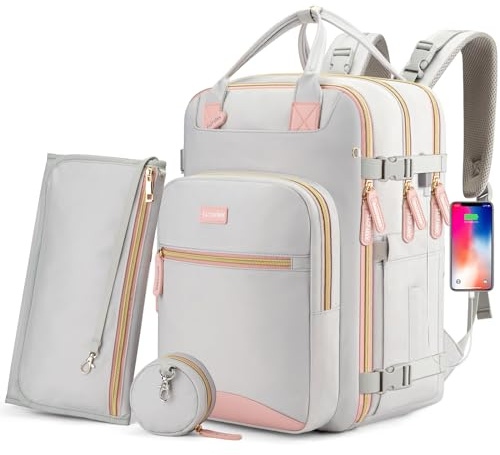BAGPARKK Diaper Bag Backpack,Waterproof Diaper Bags with USB Charging Port, Multifunction Anti-Theft Travel Backpack (Gray)