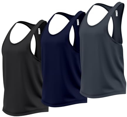 Pack of 3 Sleeveless Tank Top Running Muscle for Men Quick Dry Workout Top Gym Shirts Training Bodybuilding Vests