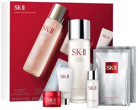 Pitera Bestsellers Set by SK-II for Unisex - 6 Pc 7.7oz Facial Treatment Essence, 1oz Facial Treatment Clear Lotion, 0.4oz Skinpower Cream, 2 Facial Treatment Mask, 0.5oz Facial Treatment Cleanser
