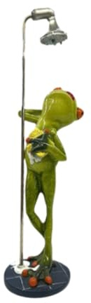 Baoblaze Frog Statue Resin Figurine Delicate Craft Home Decor Animal Ornament Shower Frog Sculpture for Bookshelf Bedroom Cabinet Home