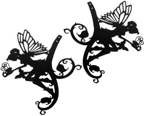 OSOLADY Iron Flower Fairy Garden Decoration Black Metal Silhouette Outdoor Yard Ornament Artistic Flower Fairy Decor for Garden and Park