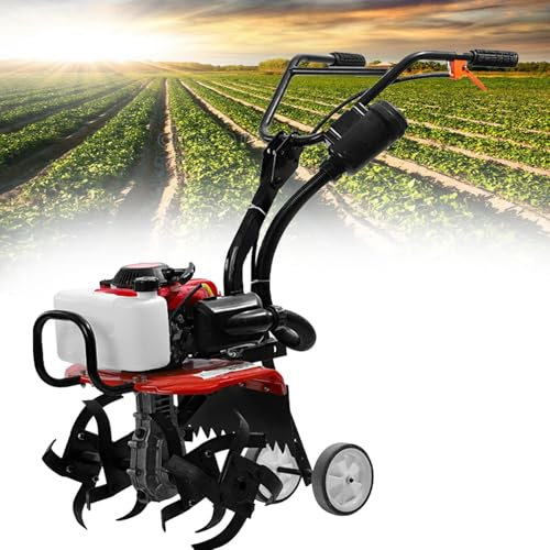 GBHJJ Motobineuse Thermique 4 Temps, 55 Cm³, 4 Lames, Vitesse de Rotation 10 500 TR/Min, Largeur de la Fraise 400 Mm, Profondeur de la Fraise 200 Mm, pour Labourer