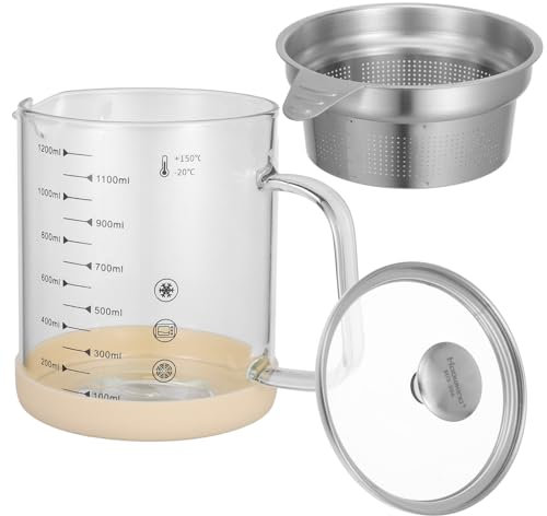 LAPYAPPE Separatore Grasso Multi con Fine Inossidabile Contenitore per Olio e Strumento Resistente Calore per Cucina e Filtrazione e Latte