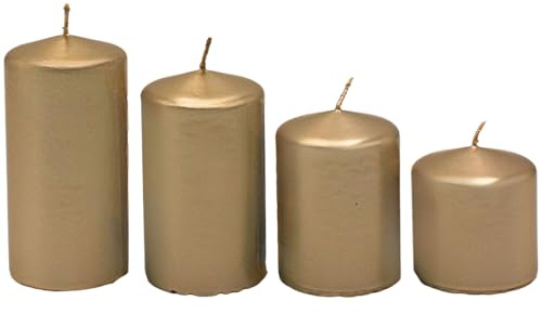 Uppsättning av 4 stegrävda blockljus, adventsljus, adventskransljus, lackljus, dekorativa ljus, vaxljus, acklade i brunt, leveransomfattning: 4 stycken, 4 olika storlekar – H 5–10 cm, Ø 5 cm vardera