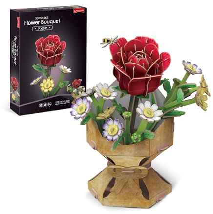 Product image University Games Rose Flower Bouquet 3D Puzzle – Press & Pop DIY Floral 3D Jigsaw with 120 Precision Pieces – Elegant Flower Puzzle Craft for Adults & Kids – Home Decor Gift