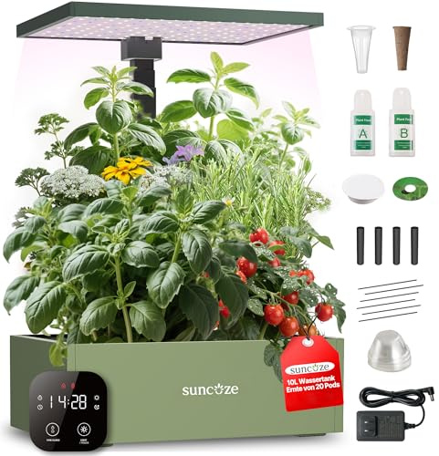 SUNCOZE Huerto Hidropónico con 20 Cestas, Verde