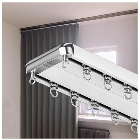 Heavy Du Double ain-spår – takmonterad aluminiumstång med krokade löpare och universella lagerremskivor – elektrofores Ps (vit 2,5 m)