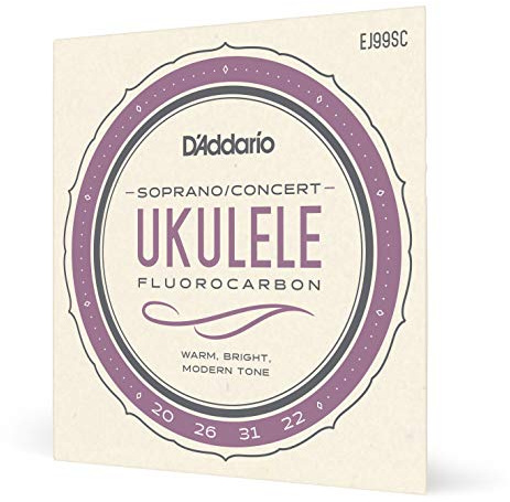 D'Addario Soprano/Concert Ukulele Strings, Fluorocarbon, EJ99SC, 4-String Set, Pack of 1