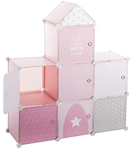 Atmosphera - Kinder Aufbewahrungsboxen Schloss - rosa 96 × 109 cm - Rosa