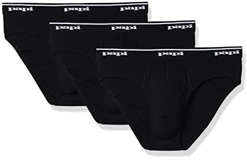 Papi Lot de 3 slips taille basse pour homme - Noir - Large