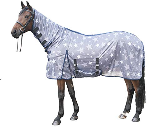 HKM Stars Combo Fliegendecke grau/weiß rückenlänge 145 cm