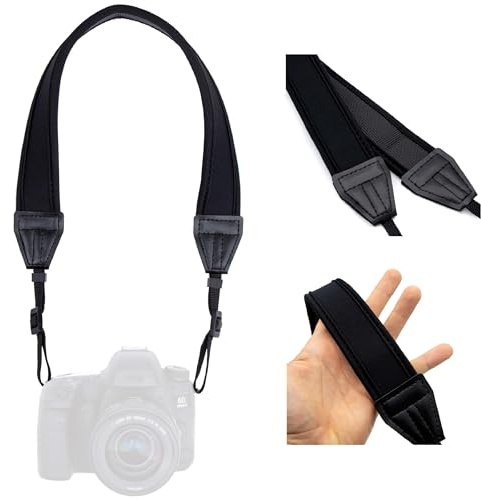 Lens-Aid Kameragurt aus Neopren: Gepolsterter Nacken- BZW. Schultergurt geeignet für Kameras von Canon, Nikon, Sony, Fujifilm, Olympus, Leica etc.