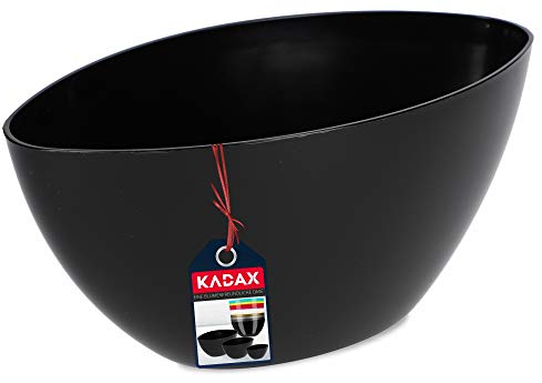 KADAX Blumentopf, ovaler Übertopf, Pflanztopf aus Kunststoff, Blumenübertopf, Deko, Pflanzkübel für Innen, Blumen, Pflanzen, Balkon, Blumenkübel, Pflanzgefäß, Moderne Form (21 x 12 cm, Schwarz)