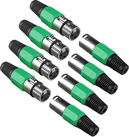 4Pack Xlr zu Xlr Stecker 3 Polig Xlr Kanonenkopf, Dmx Stecker Xlr Buchse Cannon Nl4fc Dmx Terminal Connector, Xlr Stecker zum Löten Male und Female Kupplung Mikrofon Stecker Xlr Adapter