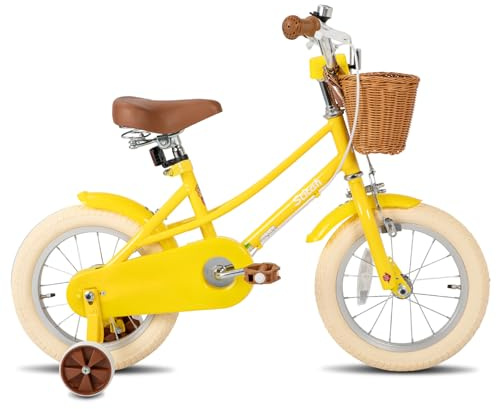 STITCH16 inch Kids Bike for 4-7 Years Girls, 16 inch Girls Bike with Stabilisers & Basket, Kids' Bicycle,Yellow