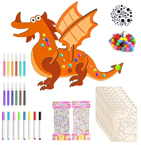 Ainiv 12Pcs Kits Bricolage Dinosaure en Bois, Dinosaure Artisanat en Bois à Peindre, DIY Loisirs Créatifs Activites pour Activité Manuelle Cadeau Fête Anniversaire
