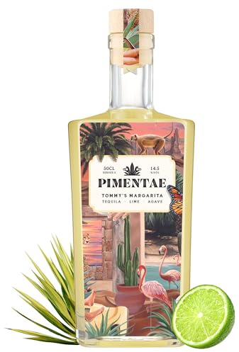 Pimentae Tommy's Margarita Cocktail Mix, 50cl, 14.5% ABV, Pre-Mixed and Ready to Drink Tequila Cocktail Mix with Flavours of Lime, and Agave - Sweet and Zesty Margarita Mix, 5 Servings