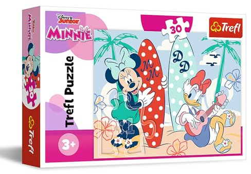 Trefl - Disney Minnie, Minnie Colorée - Puzzles 30 Pièces - Puzzle Coloré avec Personnages de Bande Dessinée, Divertissement Créatif, Loisir pour Les Enfants à partir de 3 Ans