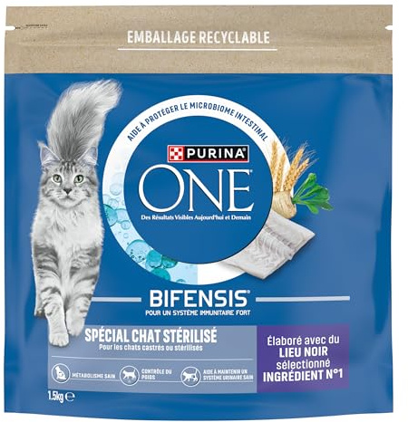 PURINA ONE SPÉCIAL Chat STÉRILISÉ Croquettes Lieu Noir 1,5kg