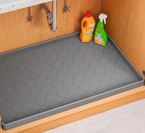 Jin&Bao Under Sink Mat 22 x 19 Waterproof Silicone Cabinet Kitchen Liner