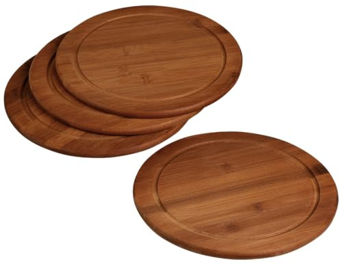 Kesper Vesperteller Set 4-teilig rund Ø 26 cm – Bambus Frühstücksteller mit Saftrille – nachhaltige Brotzeitteller aus FSC-zertifiziertem Holz – robust & messerschonend - 5944215