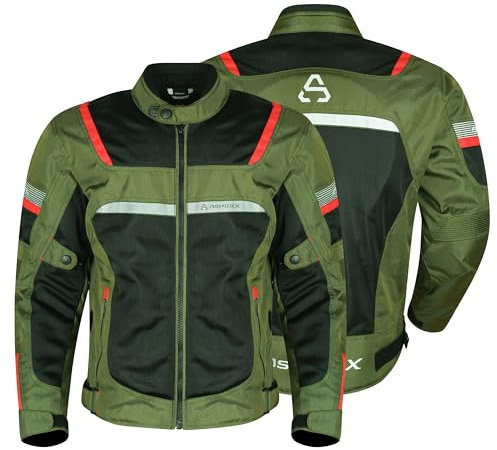ASPIDEX Giacca da Moto da Uomo Giacca da Tessuto da Corsa Traspirante (IT, Testo, S, Regular, Regular, Verde)