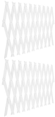DECOMELODY Paneles de Celosía de Madera Blanca Extensibles para Jardín Interior y Exterior, Valla de Enrejado Ajustable 44 Cm de Altura, Soporte para Plantas Trepadoras, Decoración Natural