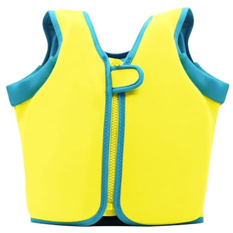 Chaleco de Seguridad para niños Ajustable Alta flotabilidad Diseño Ligero en Neopreno con Cremallera Frontal Completa para Natación Surf Paddleboard Playa Uso(Yellow,S (1-2 Years))