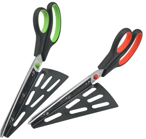 PERSELOSO Forbici per Pizza in Acciaio Inox con Base per Servire 2 Pezzi, Lama Affilata e Manico Ergonomico per Uso in Cucina e Serate Pizza