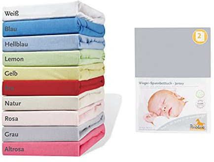 Pinolino 540004-8D Doppelpack Spannbetttuch, grau