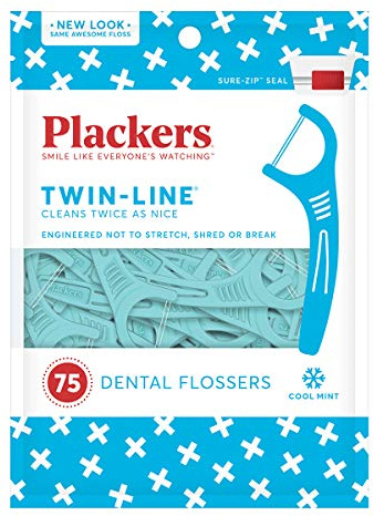 Plackers Whitening Twin Line Floss Picks - 75 ct - 3 pk