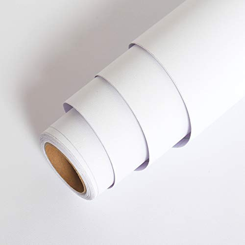 LACHEERY Matte White Contact Paper Decorative Self Adhesive White Wall Paper Waterproof Adhesive Shelf Liner Removable Peel and Stick Wallpaper for Countertops Cabinets Drawer Desk Dresser 15.8x80