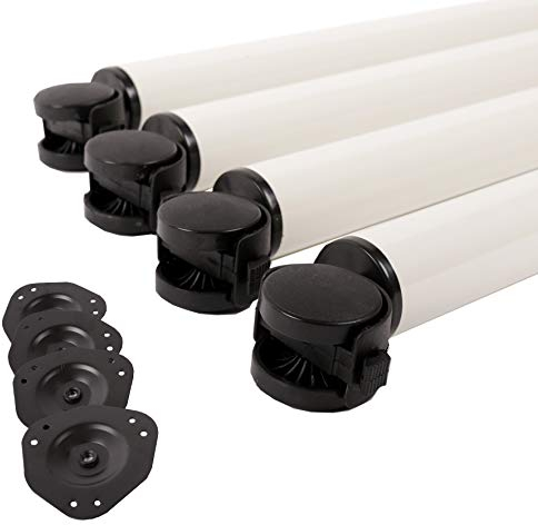 4er Set rollende Tischbeine 870mm Tischfuss auf Rolle mit Bremse ø 50mm Metall in verschiedenen Farben (Weiss)