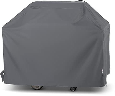 Unicook BBQ Cover, Heavy Duty Waterproof Outdoor Barbecue Gas Grill Cover, Resistant Oxford Fabric, Compatible for Weber Char-Broil Outback Barbecues and More, 140 x 58 x 107 cm/55 inch Length, Grey